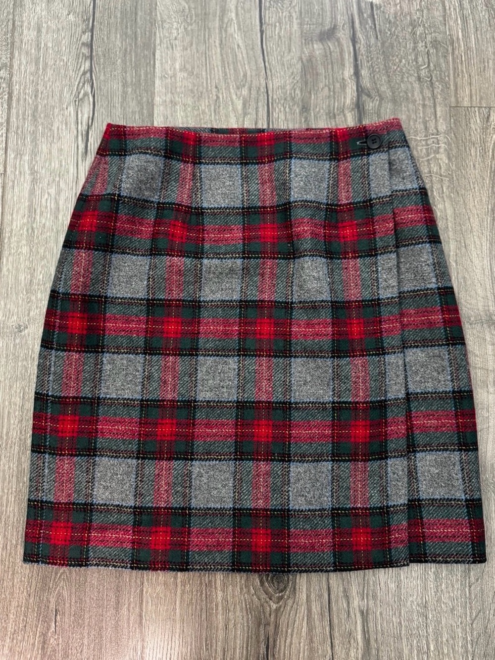 Talbots wool blend Classic Red and Gray Plaid Women's Skirt